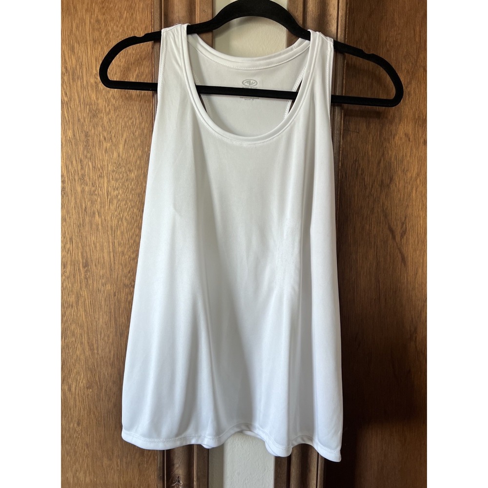 ATHLETIC WEAR-Woman's White Racerbck Workout Tee Size M